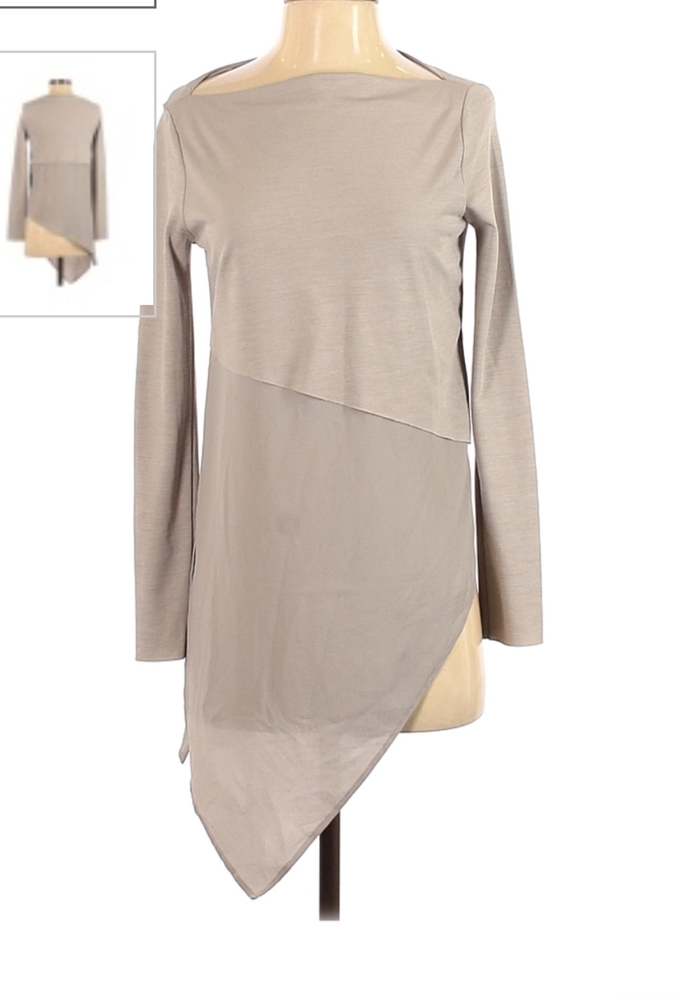 Zara w&b assymetrical hem long sleeve mixed media futuristic